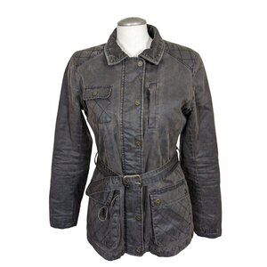 Fat Face Womens Utility Jacket Size US 8 Brown Lined Elbow Patches Pockets Belt